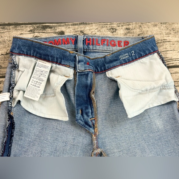 Tommy Hilfiger Blue Denim Jean Leggings, Distressed Hem Line, Women's Size 2 - Picture 9 of 12